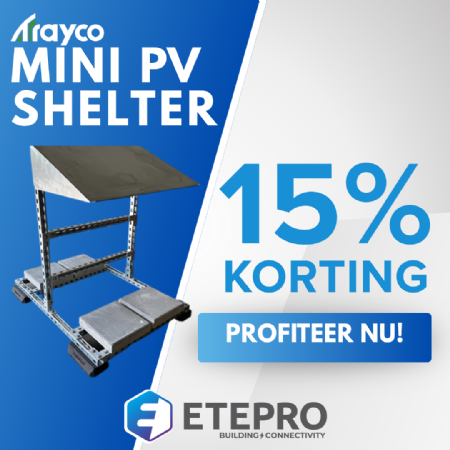 15% KORTING op onze Mini PV Shelter!
