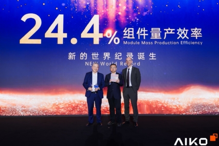 AIKO verlegt grenzen van zonne-energie met een nieuw wereldrecord: 24,4% in massa geproduceerde module-efficiëntie